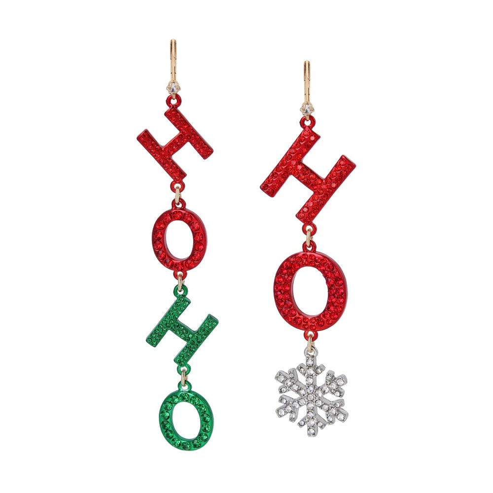 Betsey Johnson Red and Green HO HO HO Earrings